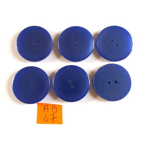 6 boutons en résine bleu - 27mm - ab47