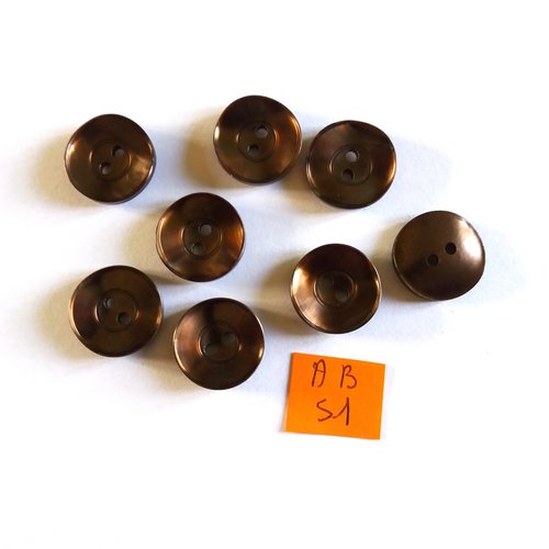 8 boutons en résine marron - 18mm - ab51