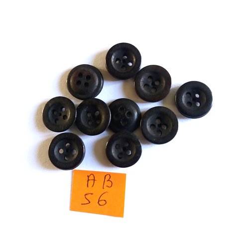 10 boutons en résine noir - 13mm - ab56