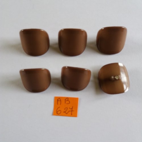 6 boutons en résine marron - 22x22mm - ab627