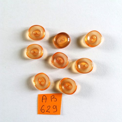8 boutons en résine orange transparent - 13x15mm - ab629