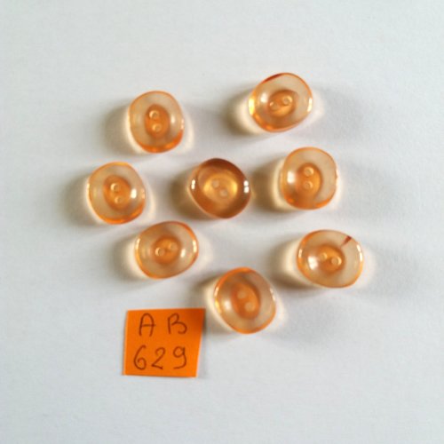 8 boutons en résine orange transparent - 11x12mm - ab629