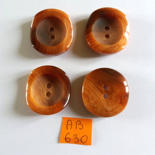 4 boutons en résine marron - 25x27mm - ab630