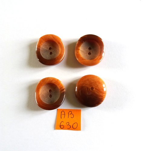 4 boutons en résine marron - 22x23mm - ab630