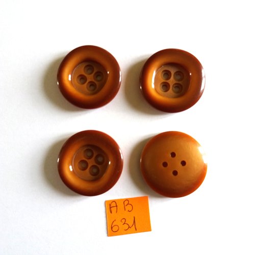 4 boutons en résine marron - 26mm - ab631