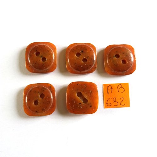 5 boutons en résine marron - 19x19mm - ab632