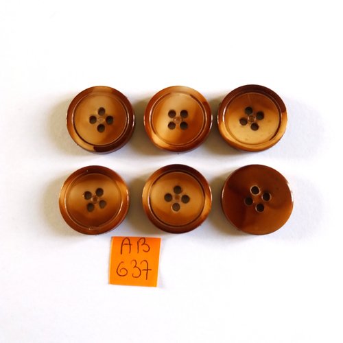 6 boutons en résine marron - 22mm - ab637