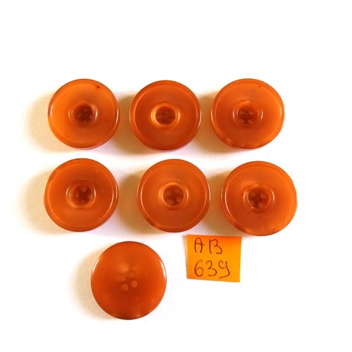 7 boutons en résine marron - 22mm - ab639