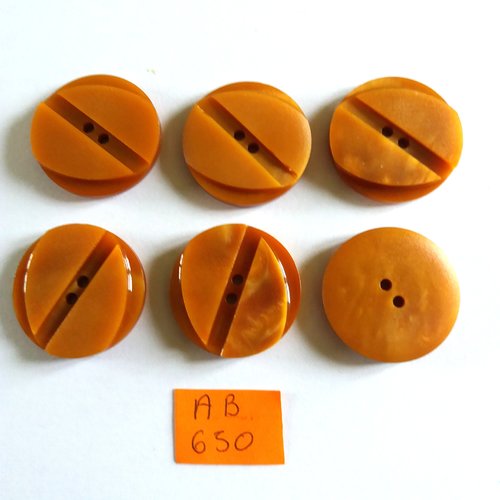 6 boutons en résine marron clair - 27mm - ab650