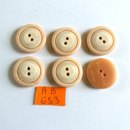 6 boutons en résine rose pale - 23mm - ab653