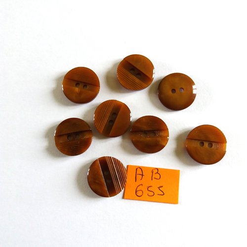 8 boutons en résine marron - 15mm - ab655