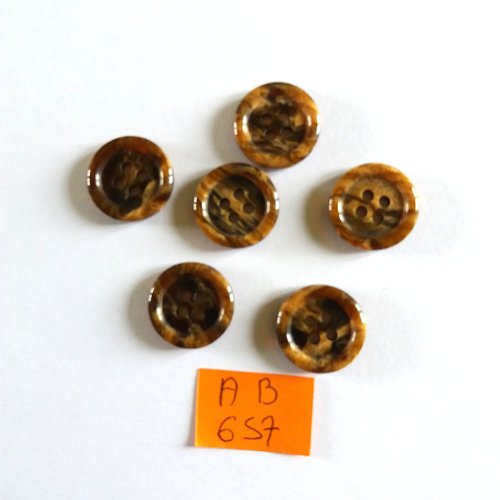 6 boutons en résine marron - 15mm - ab657