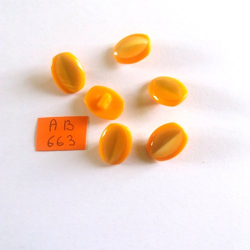 6 boutons en résine orange - 18x14mm - ab663