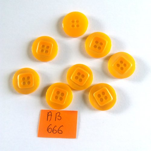 7 boutons en résine orange - 15mm - ab666