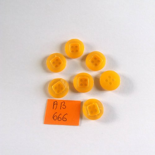 7 boutons en résine orange - 13mm - ab666