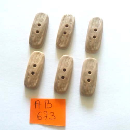 6 boutons en résine beige - 13x31mm - ab673