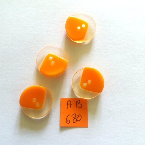 4 boutons en résine orange bicolore - 17mm - ab680