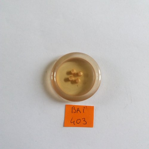 1 bouton en résine beige transparent - ancien - 36mm - bri403