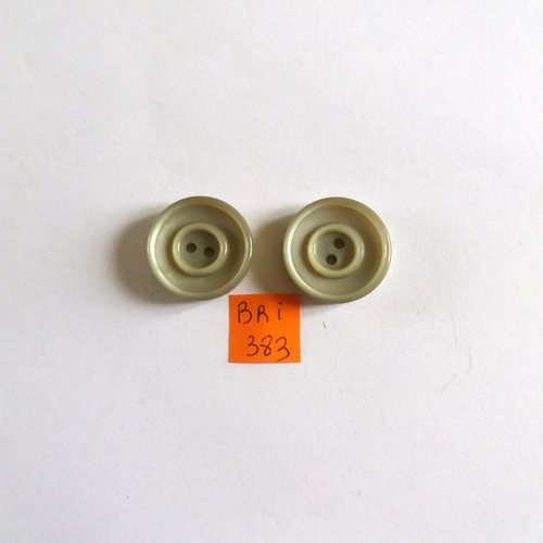 2 boutons en résine gris - ancien - 22mm - bri383