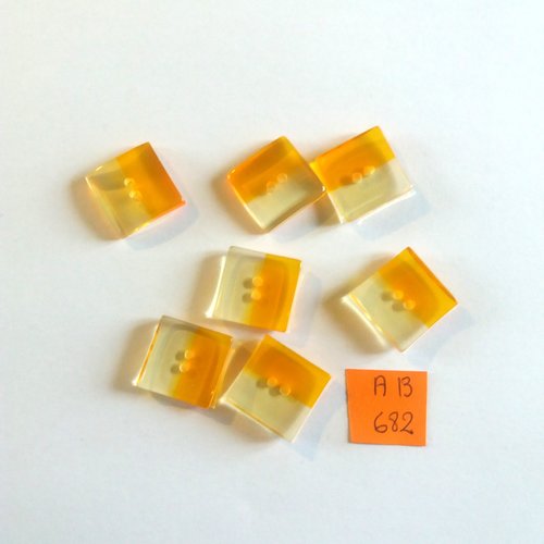 7 boutons en résine orange bicolore - 16x16mm - ab682