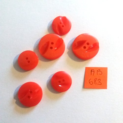 6 boutons en résine orange - 20mm - 17mm et 15mm - ab683
