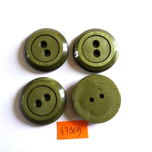 4 boutons en résine vert - vintage - 31mm - 4796d
