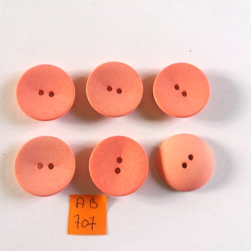 6 boutons en résine rose - 23mm - ab707
