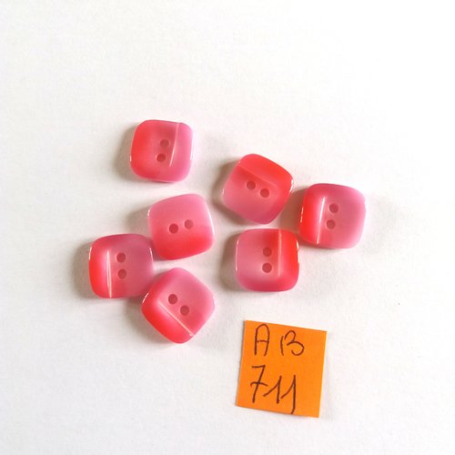 7 boutons en résine rose/fuchsia - 12x12mm - ab711