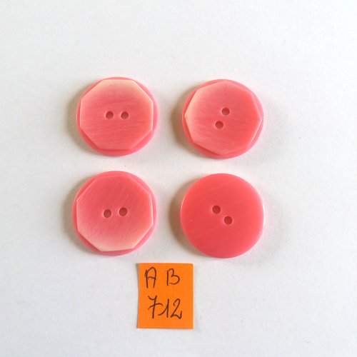 4 boutons en résine rose - 22mm - ab712
