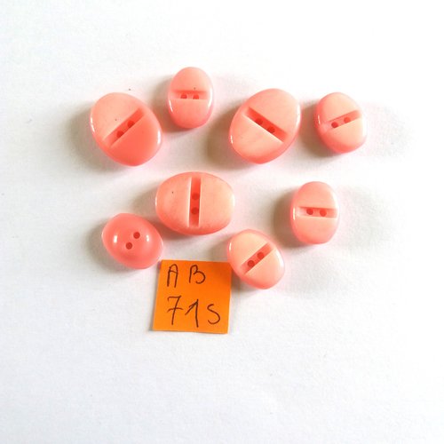 8 boutons en résine rose - 15x18mm et 11x14mm - ab715