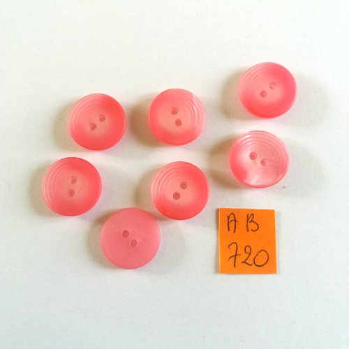 7 boutons en résine rose - 15mm - ab720