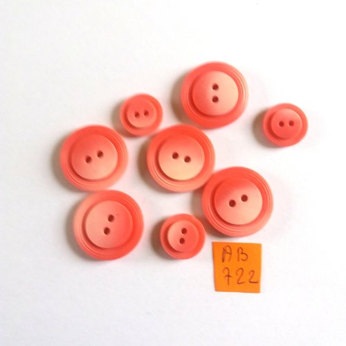 8 boutons en résine rose - 22mm et 14mm - ab722