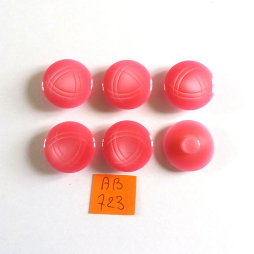 6 boutons en résine rose/fuchsia - 20mm - ab723