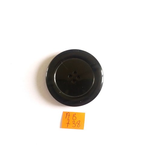 1 bouton en résine gris foncé/noir - 48mm - ab738