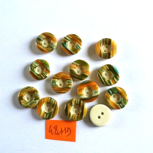 26 boutons en résine multicolore - vintage - 14mm - 4811d