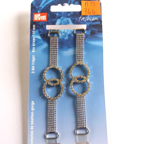 1 paire de bretelle en métal argenté + strass - pour soutien gorge - ab744