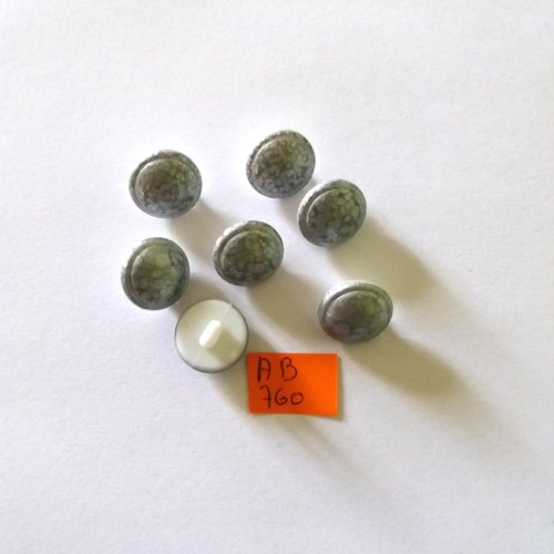 7 boutons en résine gris - 15mm - ab760