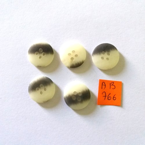 5 boutons en résine marron et beige bicolore - 18mm - ab766