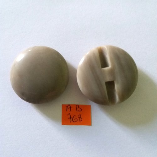 2 boutons en résine beige - 40mm - ab768