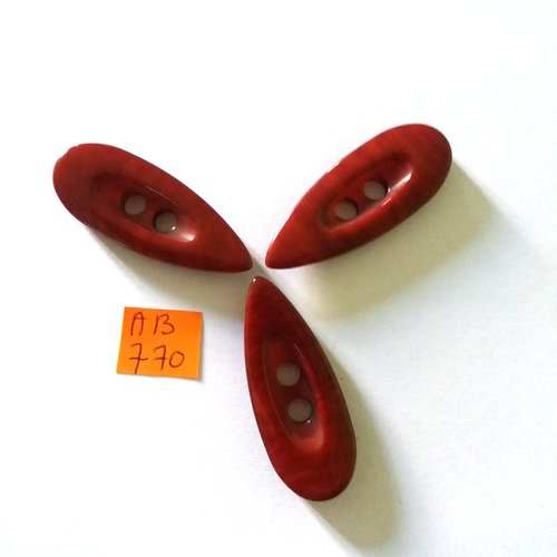 1 bouton en résine rouge foncé - 19x48mm - ab770