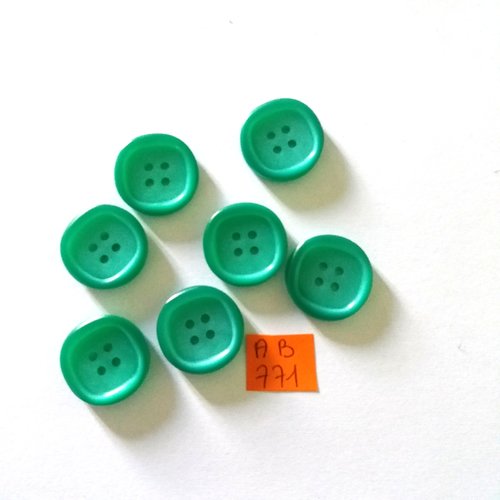 7 boutons en résine vert - 22mm - ab771