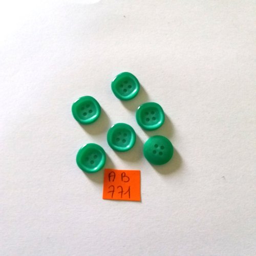 6 boutons en résine vert - 14mm - ab771
