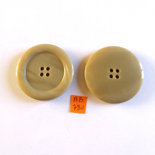 2 boutons en résine beige - 47mm - ab780