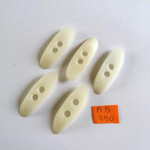 5 boutons en résine blanc- 15x43mm - ab790