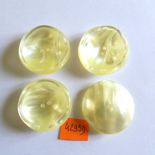 4 boutons en résine jaune - vintage - 30mm - 4293d