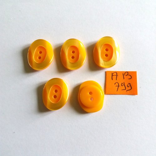 5 boutons en résine orange - 15x18mm - ab799