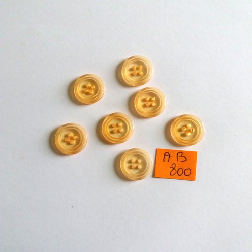 7 boutons en résine orange transparent - 14mm - ab800