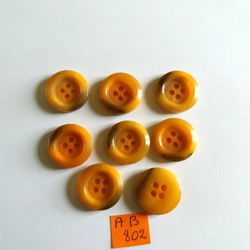 8 boutons en résine orange et marron - 20mm - ab802