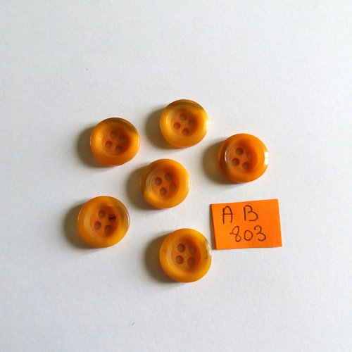 6 boutons en résine orange et marron - 15mm - ab803
