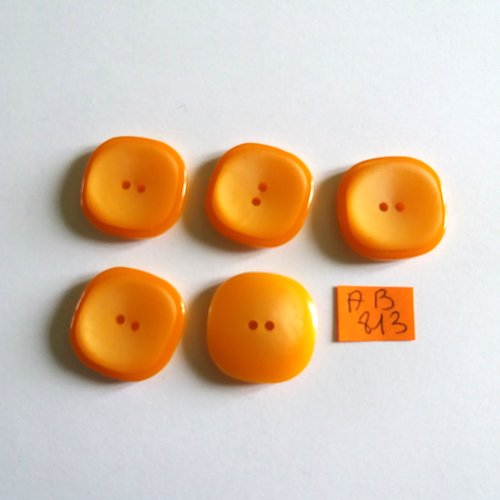 5 boutons en résine orange - 25x25mm - ab813